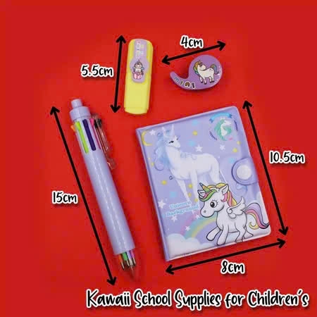 Sét Sổ + Bút bấm nhiều ngòi + dạ quang + Keo dán HLL-009 (12 Sét/Hộp) (288 Sét/Thùng)