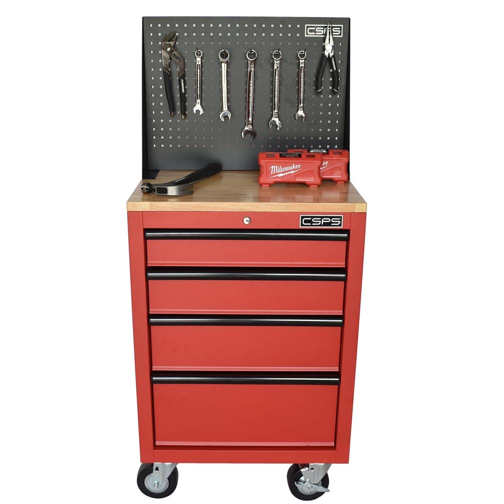 Tủ đồ nghề đựng dụng cụ CSPS 61cm - 04 hộc kéo màu đen/đỏ