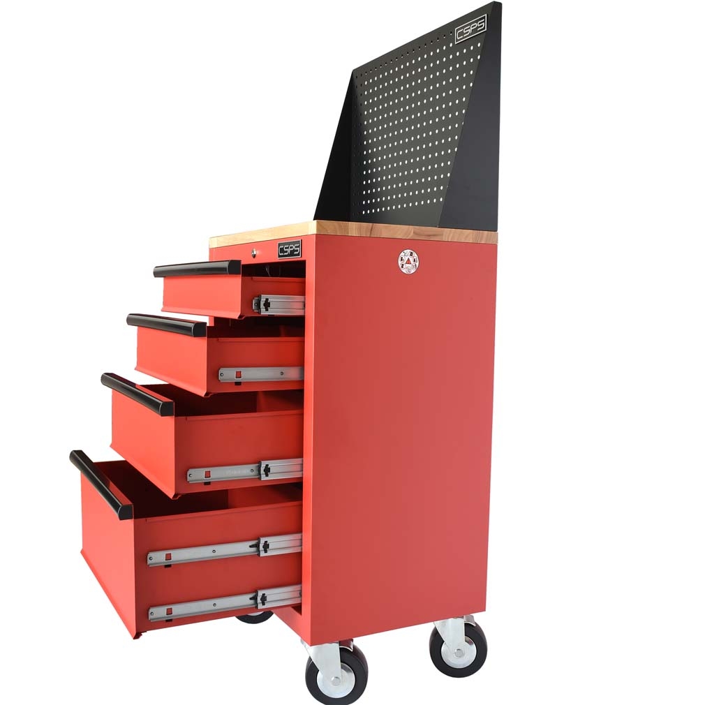 Tủ dụng cụ CSPS 61cm - 04 hộc kéo màu Đỏ tay cầm đen
