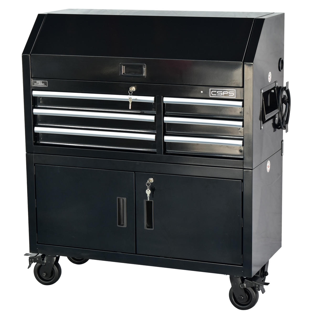 Tủ dụng cụ CSPS 104cm - 06 hộc kéo màu đen có bánh xe