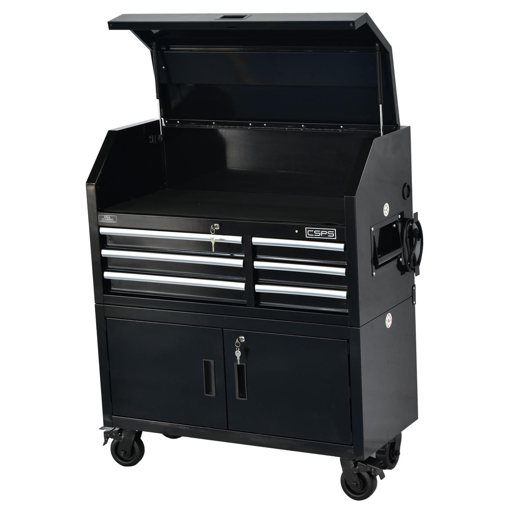 Tủ dụng cụ CSPS 104cm - 06 hộc kéo màu đen có bánh xe