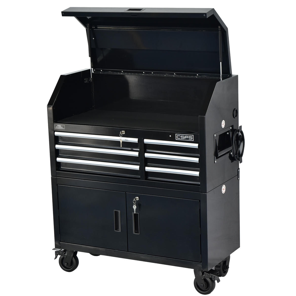 Tủ dụng cụ CSPS 104cm - 06 hộc kéo màu đen có bánh xe