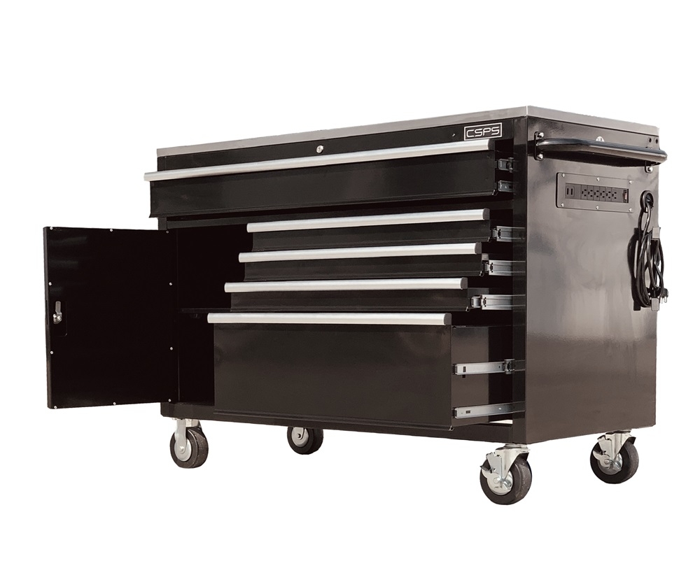 Tủ dụng cụ đồ nghề CSPS 132cm-05 hộc kéo màu đen-tay cầm màu trắng-VNTC13205B13M