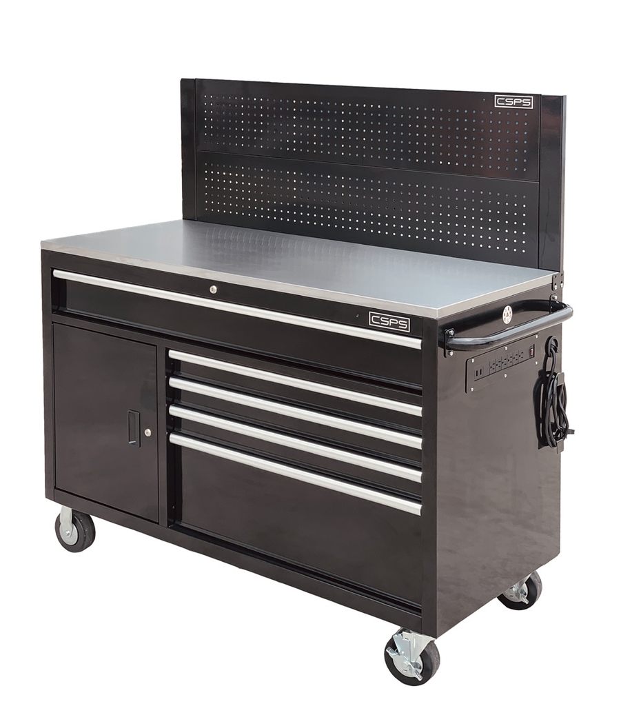 Tủ dụng cụ đồ nghề CSPS 132cm-05 hộc kéo màu đen-tay cầm màu trắng-VNTC13205B13M