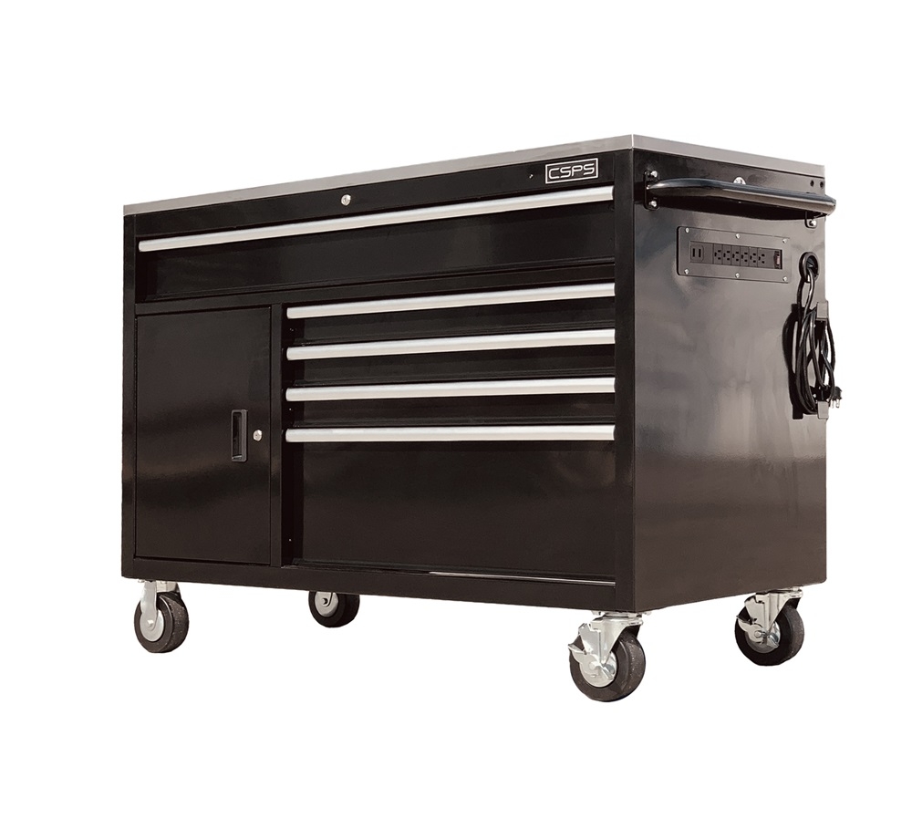 Tủ dụng cụ đồ nghề CSPS 132cm-05 hộc kéo màu đen-tay cầm màu trắng-VNTC13205B13M