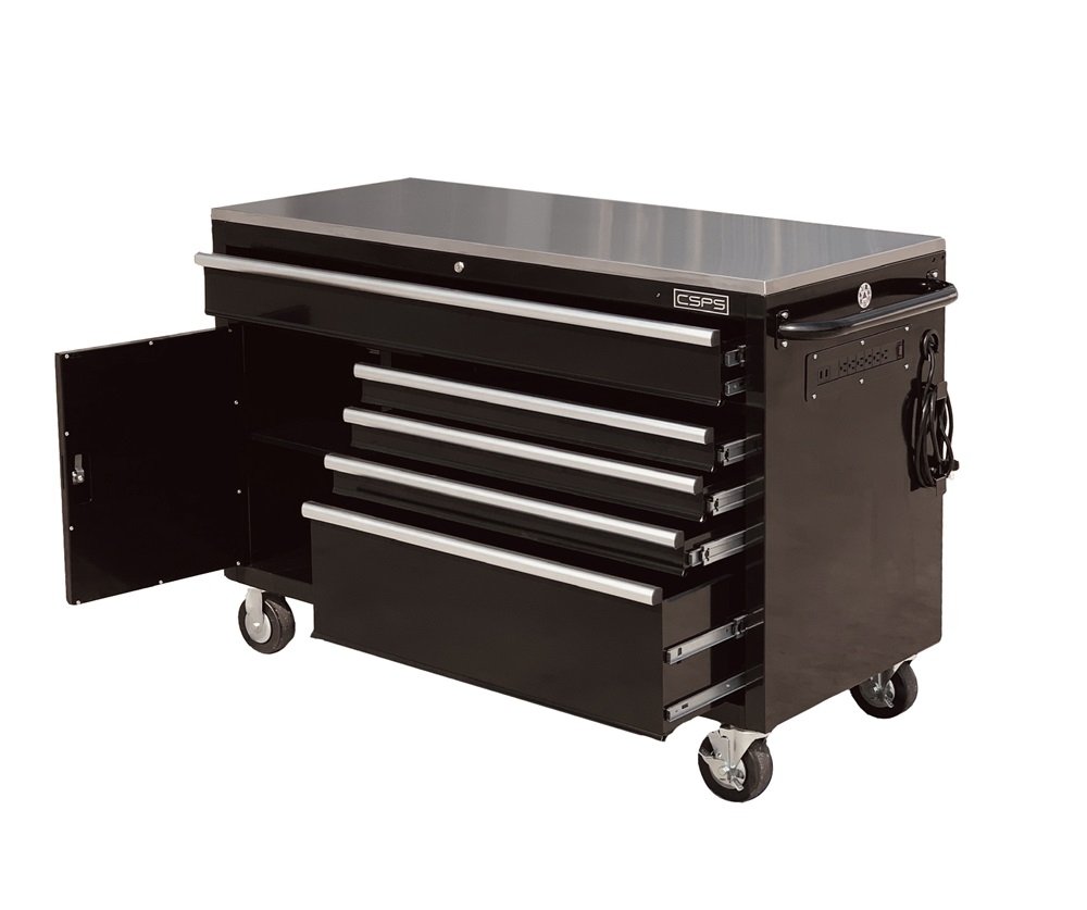 Tủ dụng cụ đồ nghề CSPS 132cm-05 hộc kéo màu đen-tay cầm màu trắng-VNTC13205B13M