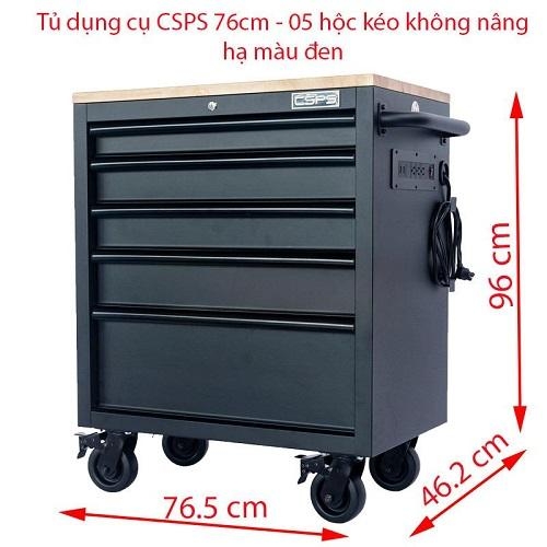 Tủ dụng cụ CSPS 76cm - 05 hộc kéo không nâng hạ màu Đen