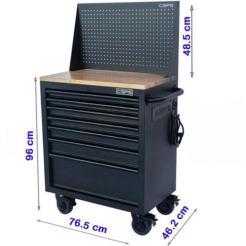 Tủ đồ nghề di động CSPS 76cm - 07 hộc kéo tay cầm Đen