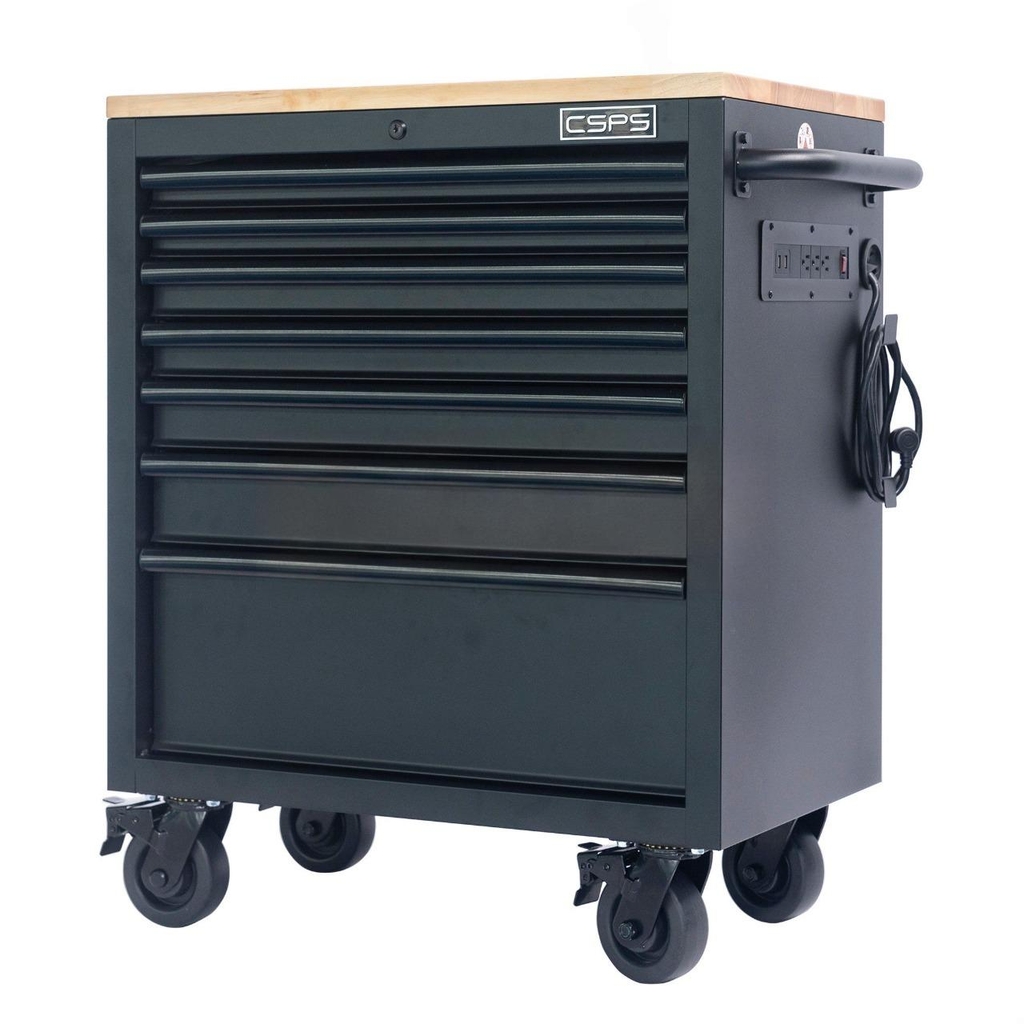 Tủ đồ nghề di động CSPS 76cm - 07 hộc kéo tay cầm Đen