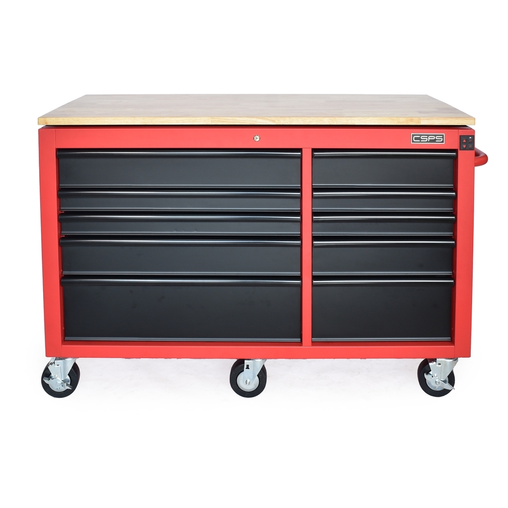 Tủ dụng cụ CSPS 142cm - 10 hộc kéo màu Đen phối tay cầm Đỏ