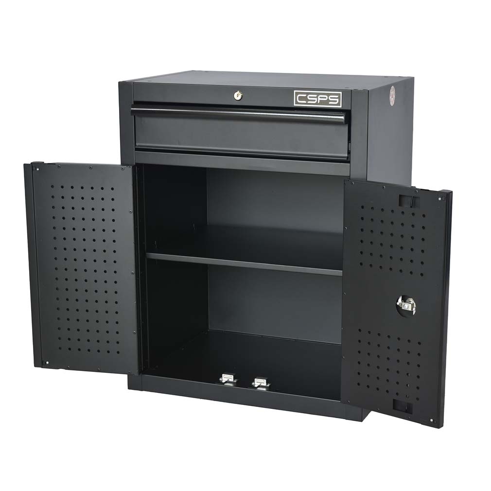 Tủ dụng cụ CSPS 61cm - 01 hộc kéo màu Đỏ, Có mặt ván & vách lưới