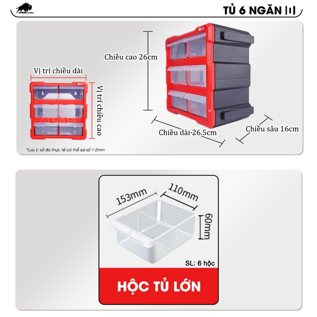 Tủ đựng dụng cụ nhựa kết nối 12 ngăn Bison BS386101D