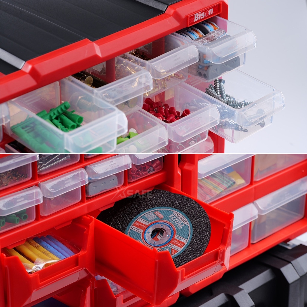 Tủ đựng dụng cụ nhựa kết nối 12 ngăn Bison BS386101D