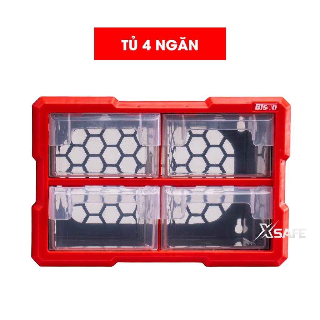 Tủ nhựa đựng linh kiện nhiều ngăn Bison tổng 39 ngăn tiện lợi, nhựa PP nguyên sinh, dùng đựng ốc vít linh kiện điện tử