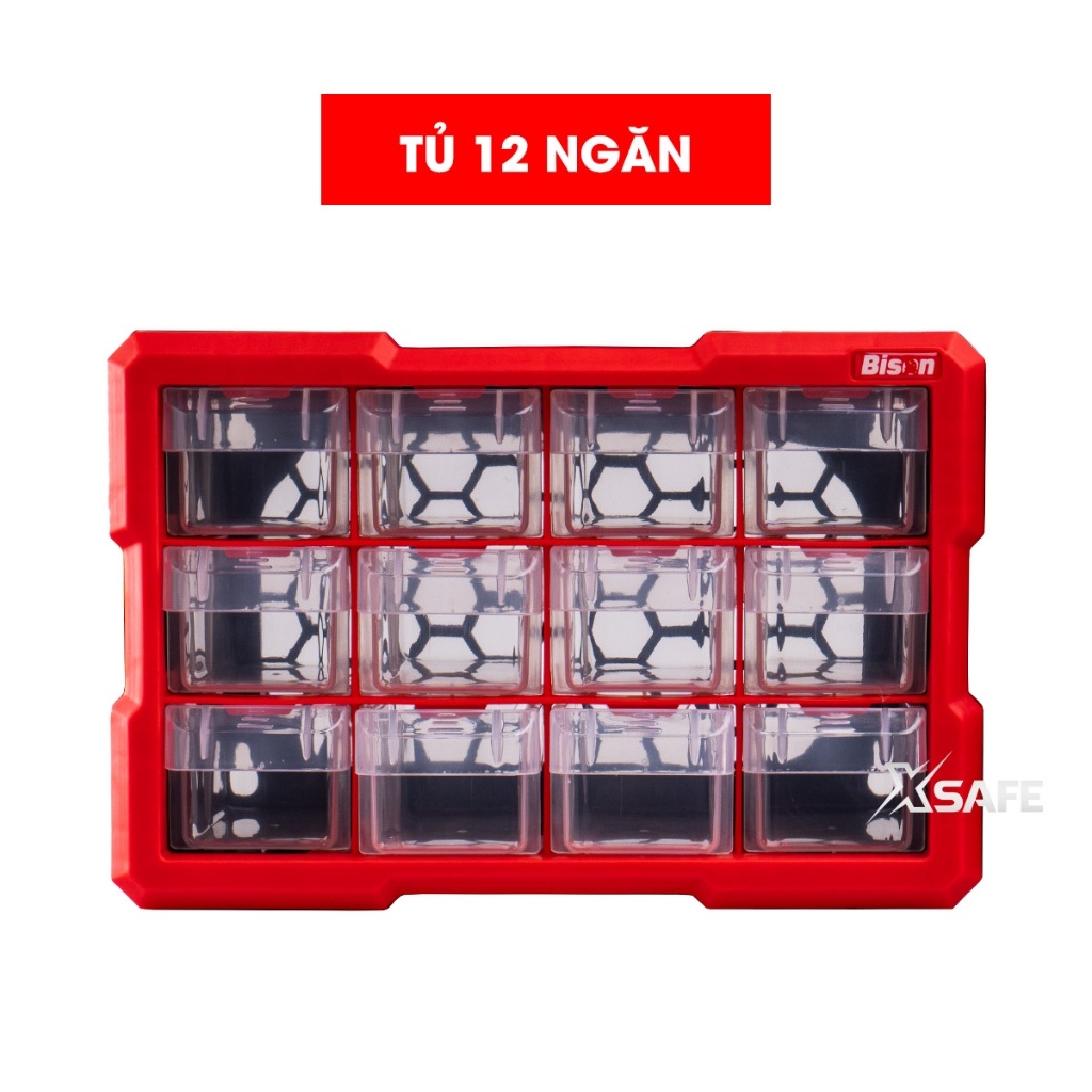Tủ nhựa đựng linh kiện nhiều ngăn Bison tổng 39 ngăn tiện lợi, nhựa PP nguyên sinh, dùng đựng ốc vít linh kiện điện tử
