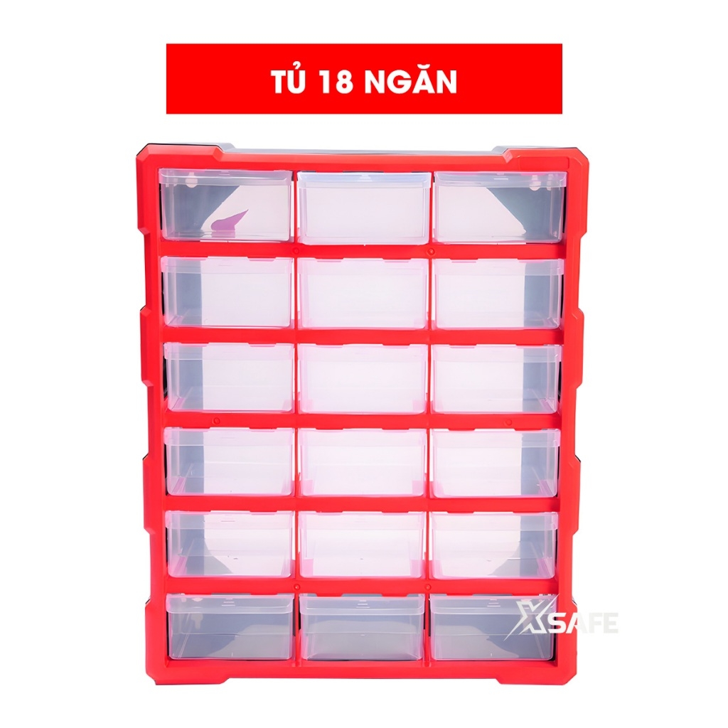 Tủ nhựa đựng linh kiện nhiều ngăn Bison tổng 39 ngăn tiện lợi, nhựa PP nguyên sinh, dùng đựng ốc vít linh kiện điện tử