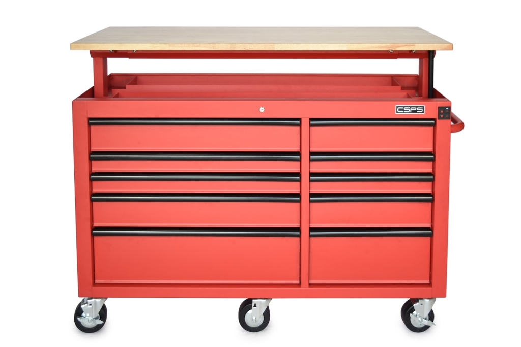 Tủ dụng cụ CSPS 142cm - 10 hộc kéo màu Đen phối tay cầm Đỏ