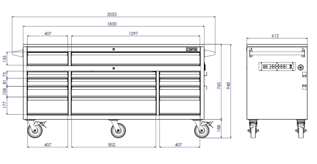 Tủ dụng cụ CSPS 183cm - 14 hộc kéo Xám