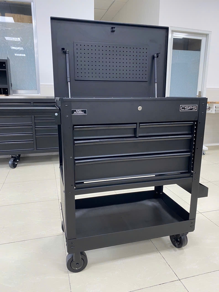 Tủ di động CSPS 84cm Màu Đen - 04 hộc kéo tay cầm Trắng