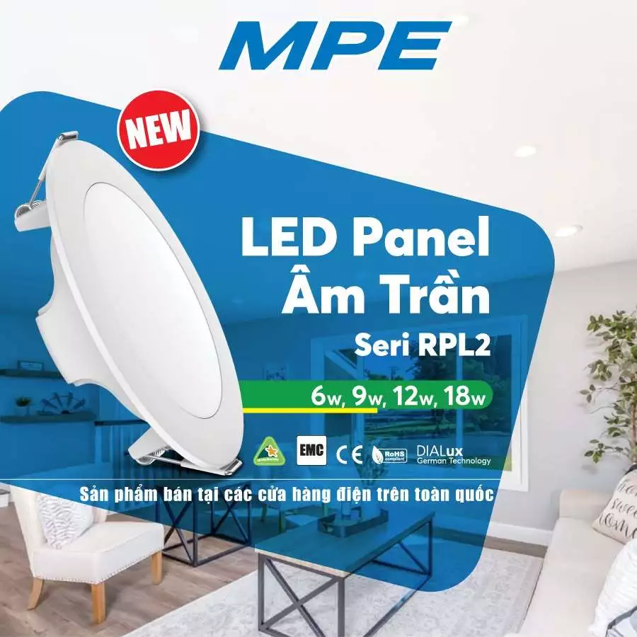 RPL2-12T - Đèn led panel tròn âm, nhựa12W trắng