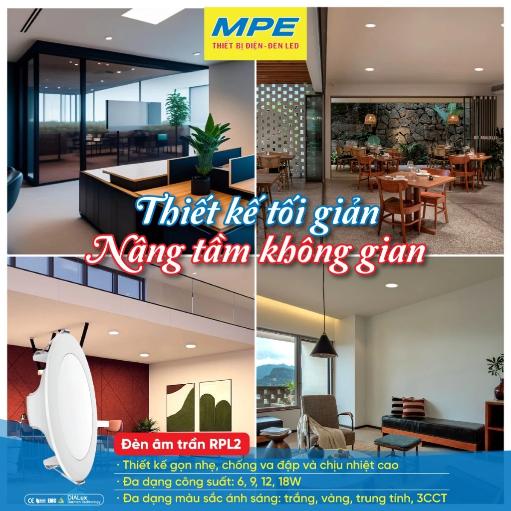RPL2-9T - Đèn led panel tròn âm, nhựa 9W trắng