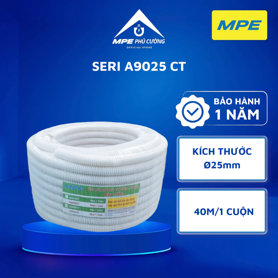 A9025CT - Ống ruột gà D25 màu trắng