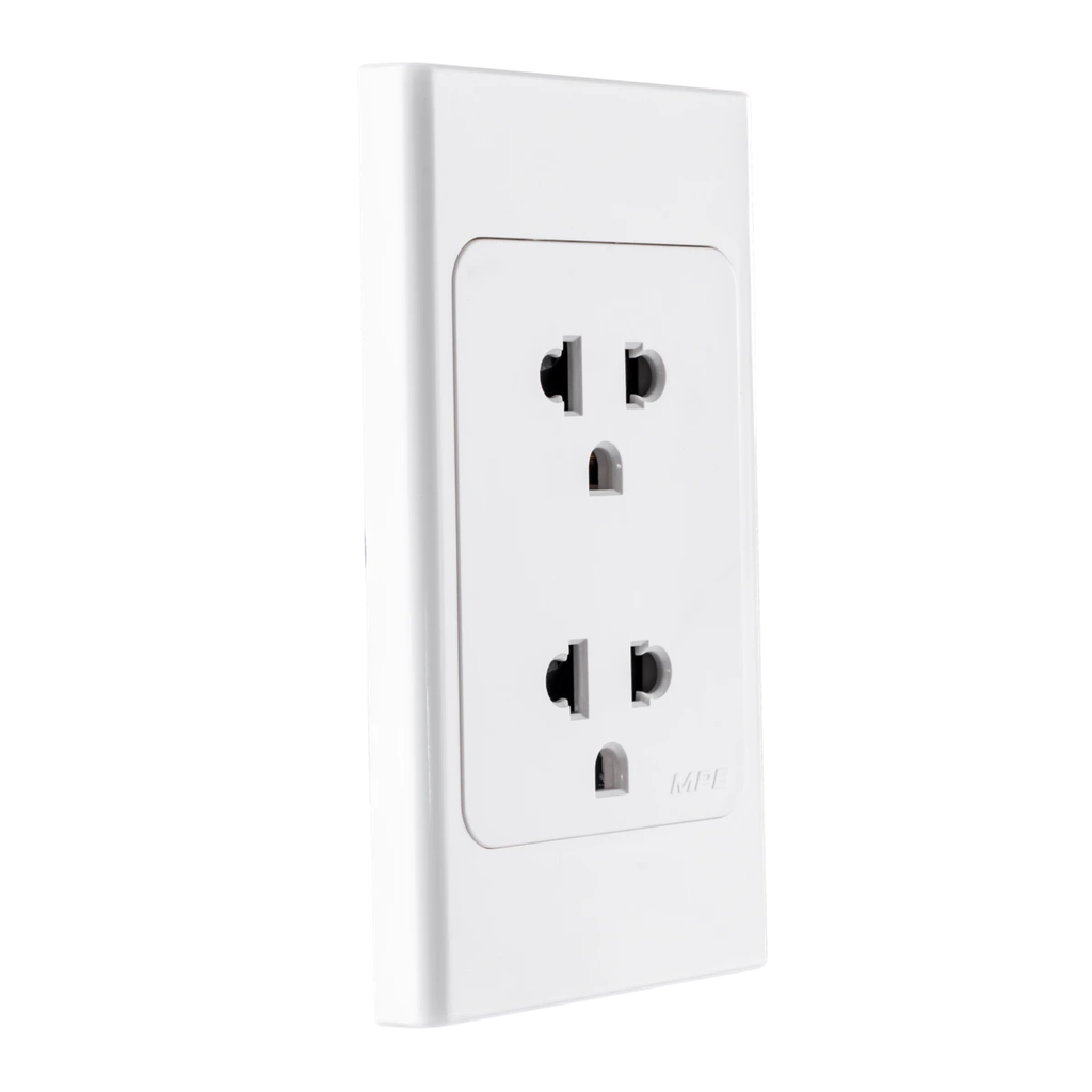 A20UES2N - Ổ cắm đôi 3 chấu đế liền 16A