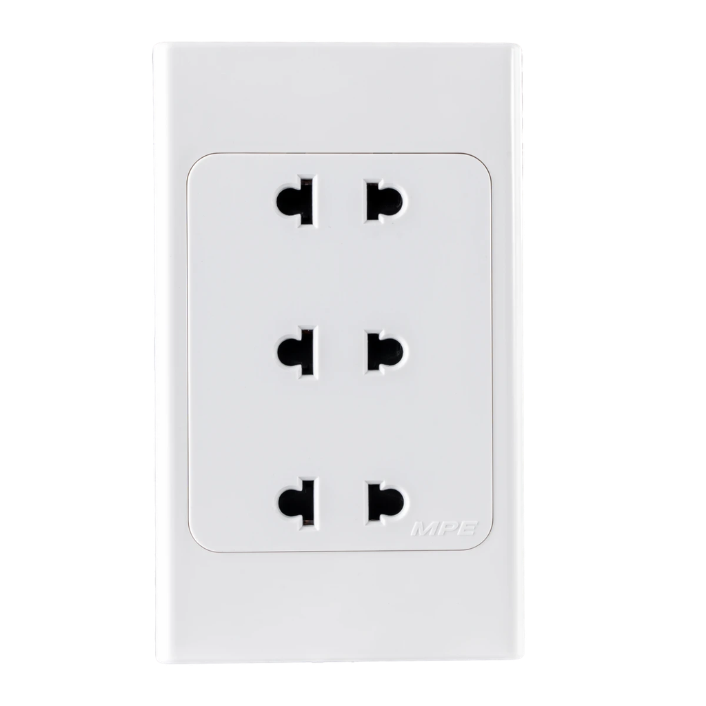 A20US3N - Ổ cắm ba 2 chấu đế liền 16A KT120x70mm