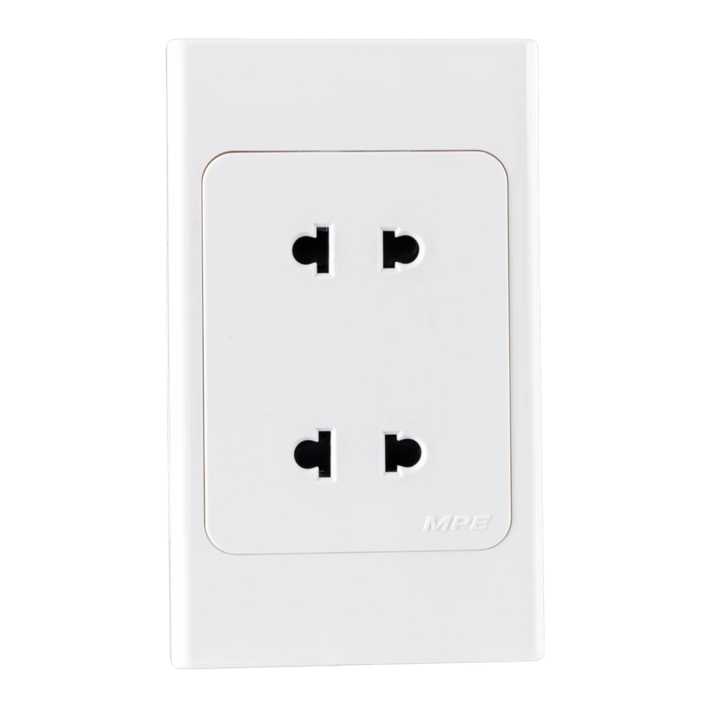 A20US2N - Ổ cắm đôi 2 chấu đế liền 16A KT120x70mm