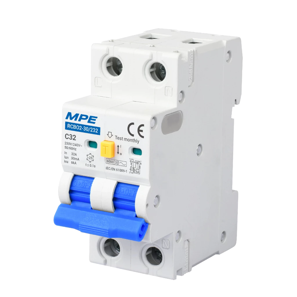 RCBO2-30/232 - Cầu dao RCBO2, 2 cực, 32A