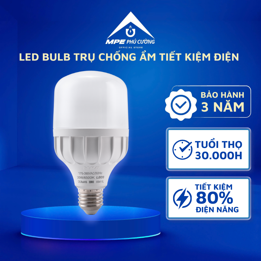LBD3-20V - Đèn led bulb chống ẩm 20W vàng