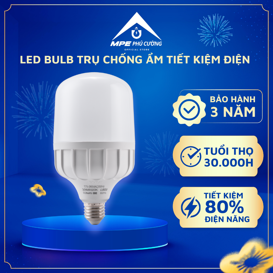 LBD3-30V - Đèn led bulb chống ẩm 30W vàng