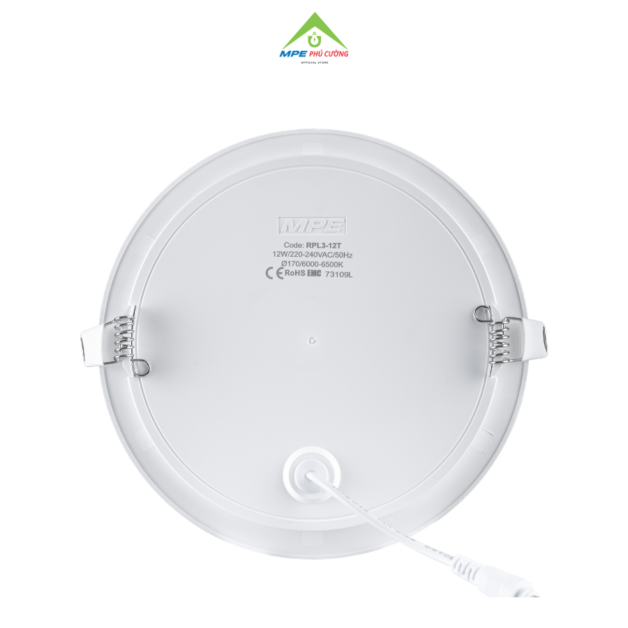 RPL3-12T - Đèn led panel tròn âm, thân nhựa, 12W trắng