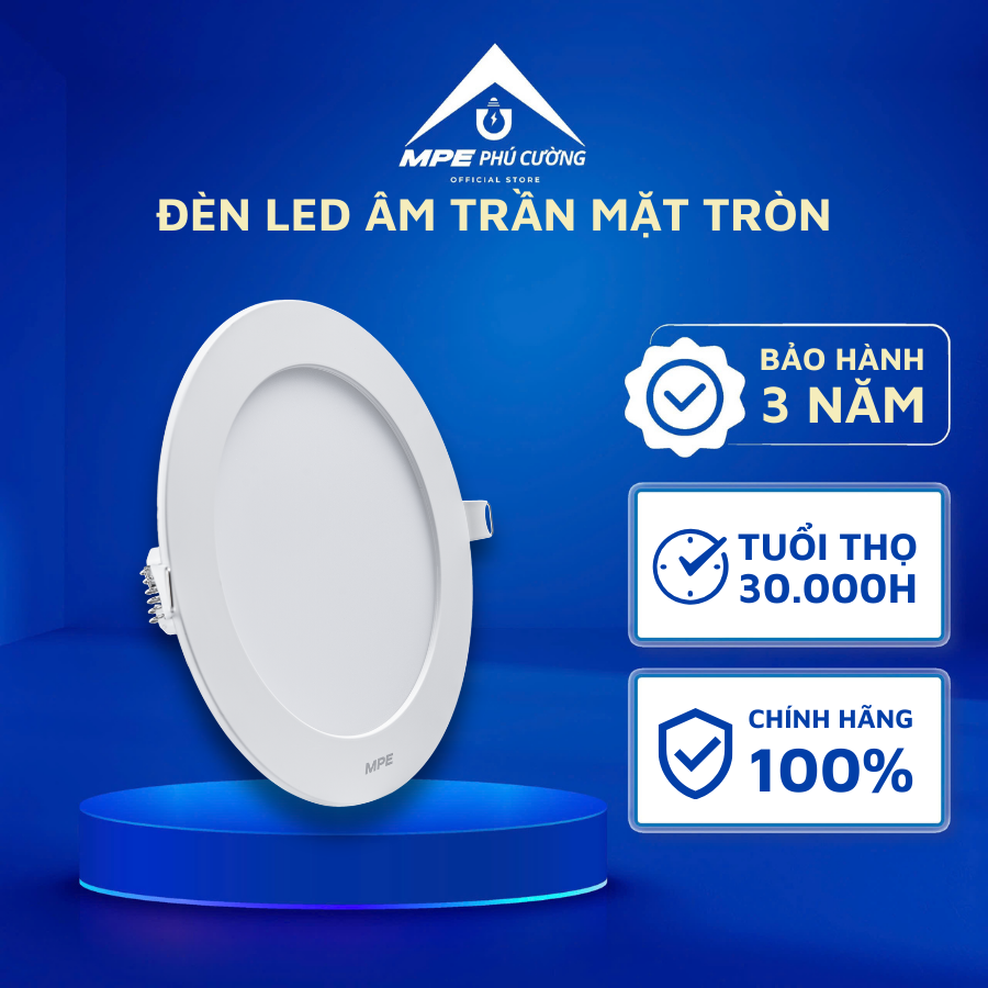 RPL3-12T - Đèn led panel tròn âm, thân nhựa, 12W trắng