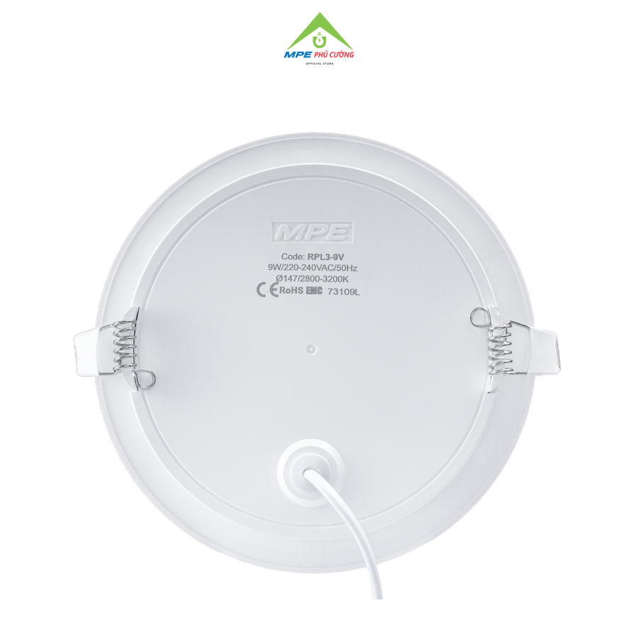 RPL3-9V - Đèn led panel tròn âm, thân nhựa 9W vàng phi 130mm
