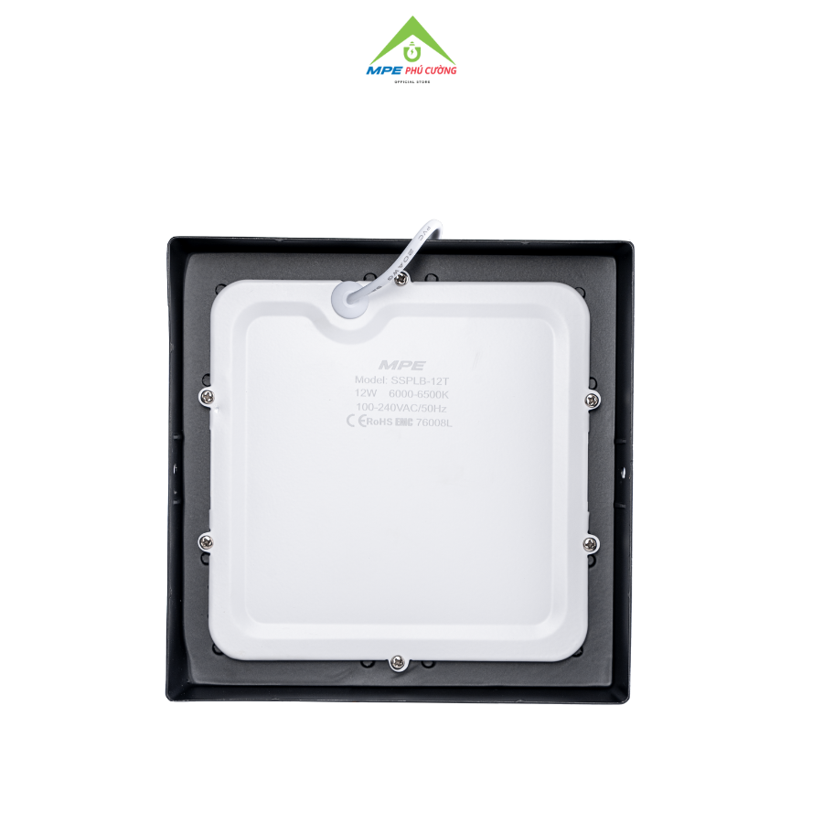 SSPLB-12/3C - Đèn led panel vuông nổi, thân đen, 12W 3 màu