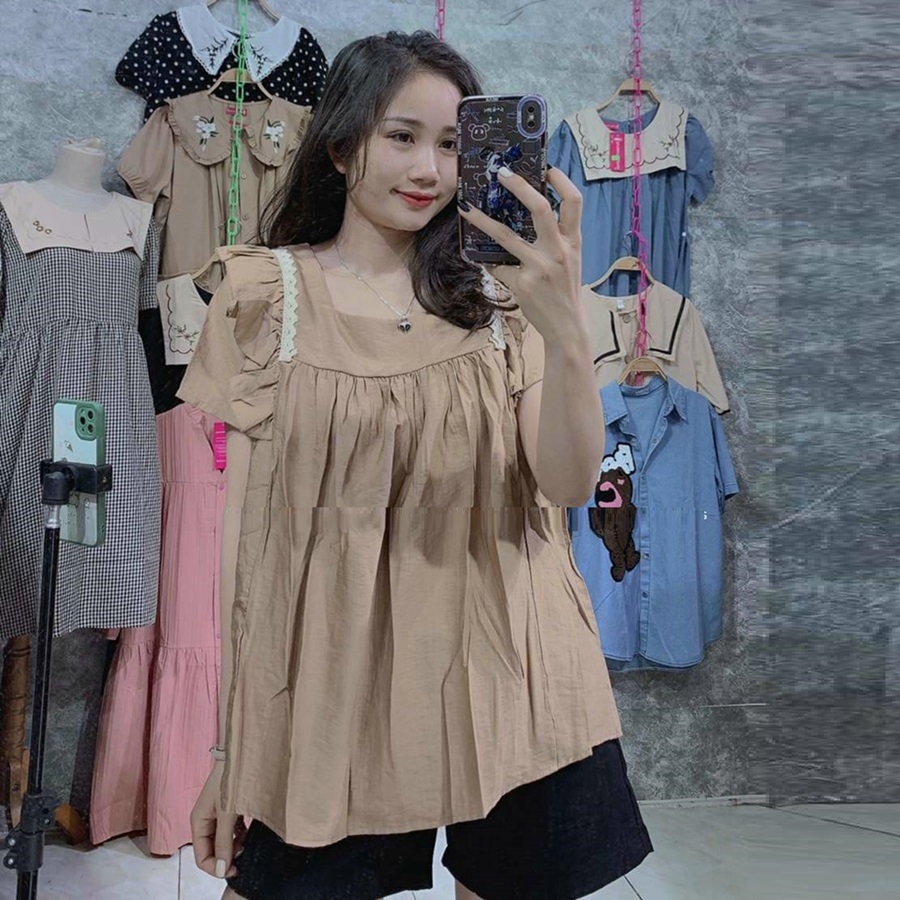 Áo bầu mẫu mới, chất đũi lụa mềm mát, dáng xinh. Freesize dưới 67kg