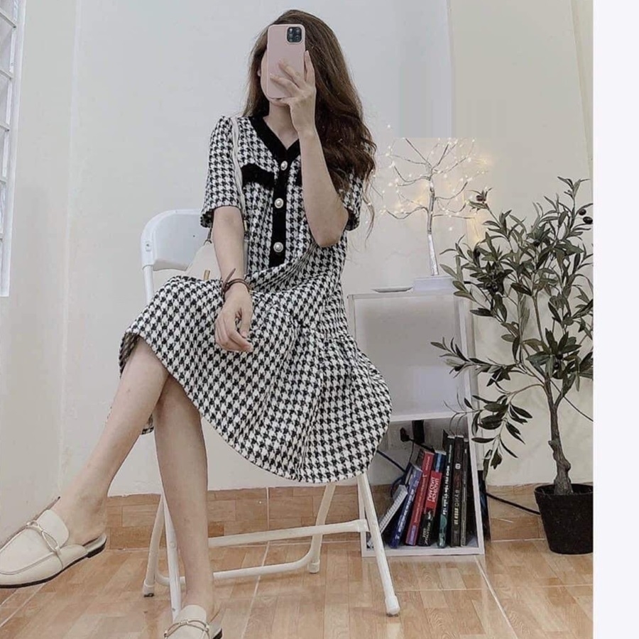 Váy bầu thiết kế công sở, kẻ caro cực xinh và sang chảnh trẻ trung