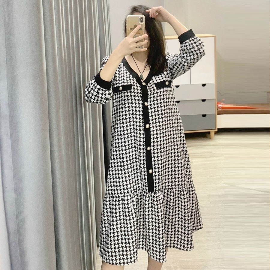 Váy bầu thiết kế công sở, kẻ caro cực xinh và sang chảnh trẻ trung