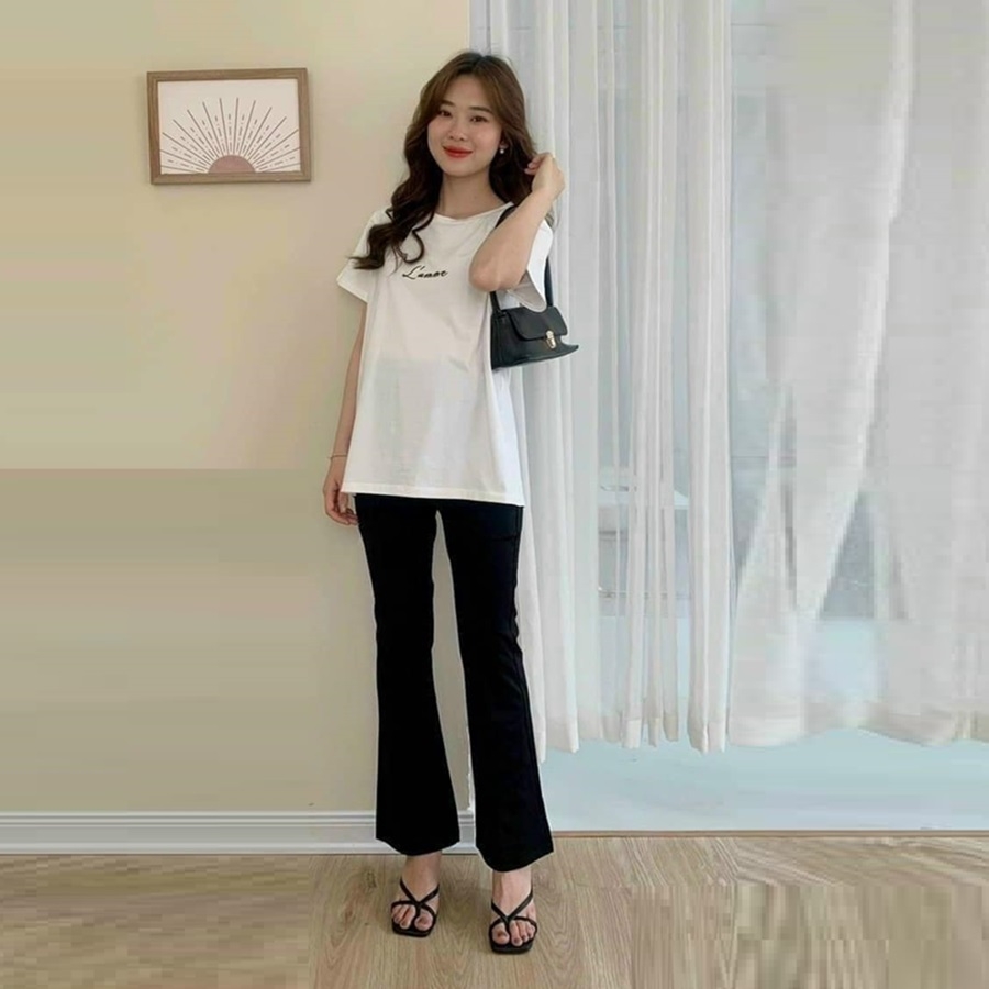 Quần bầu ống loe công sở, phong cách Hàn trẻ trung, vải Cotton umi co giãn 4 chiều thoải mái cho mẹ bầu