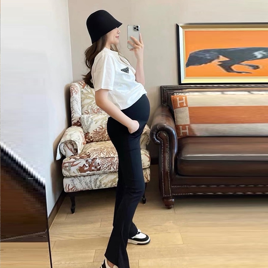 Quần bầu ống loe công sở, phong cách Hàn trẻ trung, vải Cotton umi co giãn 4 chiều thoải mái cho mẹ bầu