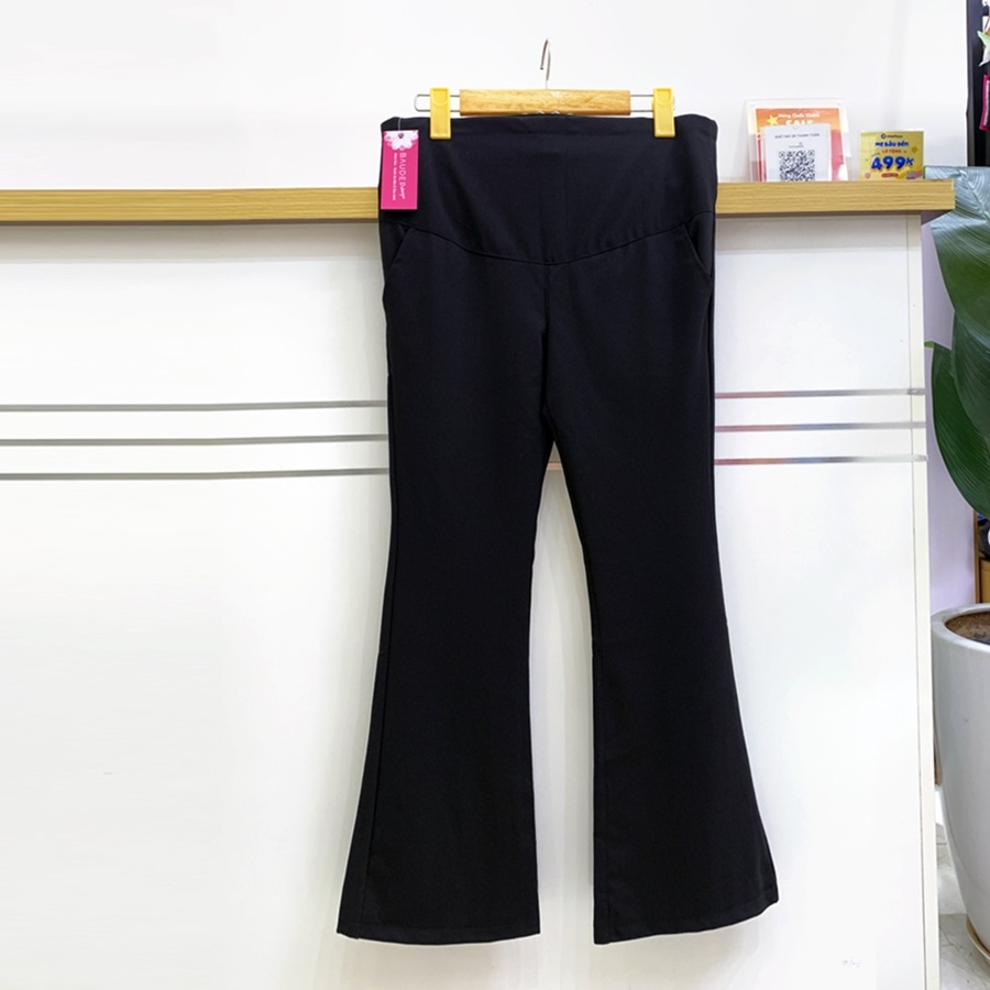 Quần bầu ống loe công sở, phong cách Hàn trẻ trung, vải Cotton umi co giãn 4 chiều thoải mái cho mẹ bầu