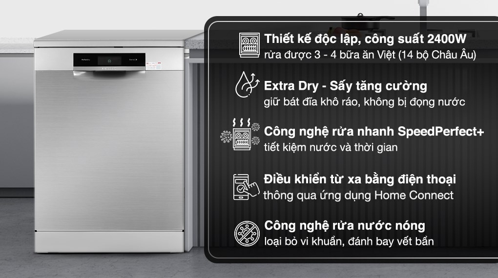 Máy rửa bát Bosch SMS8YCI01E Serie 8 – Đẳng cấp công nghệ rửa bát thông minh từ Đức