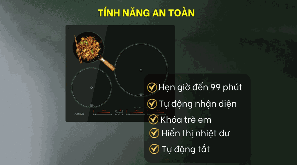 Bếp Từ 3 Vùng Nấu Cata IBS 6303E2 BK