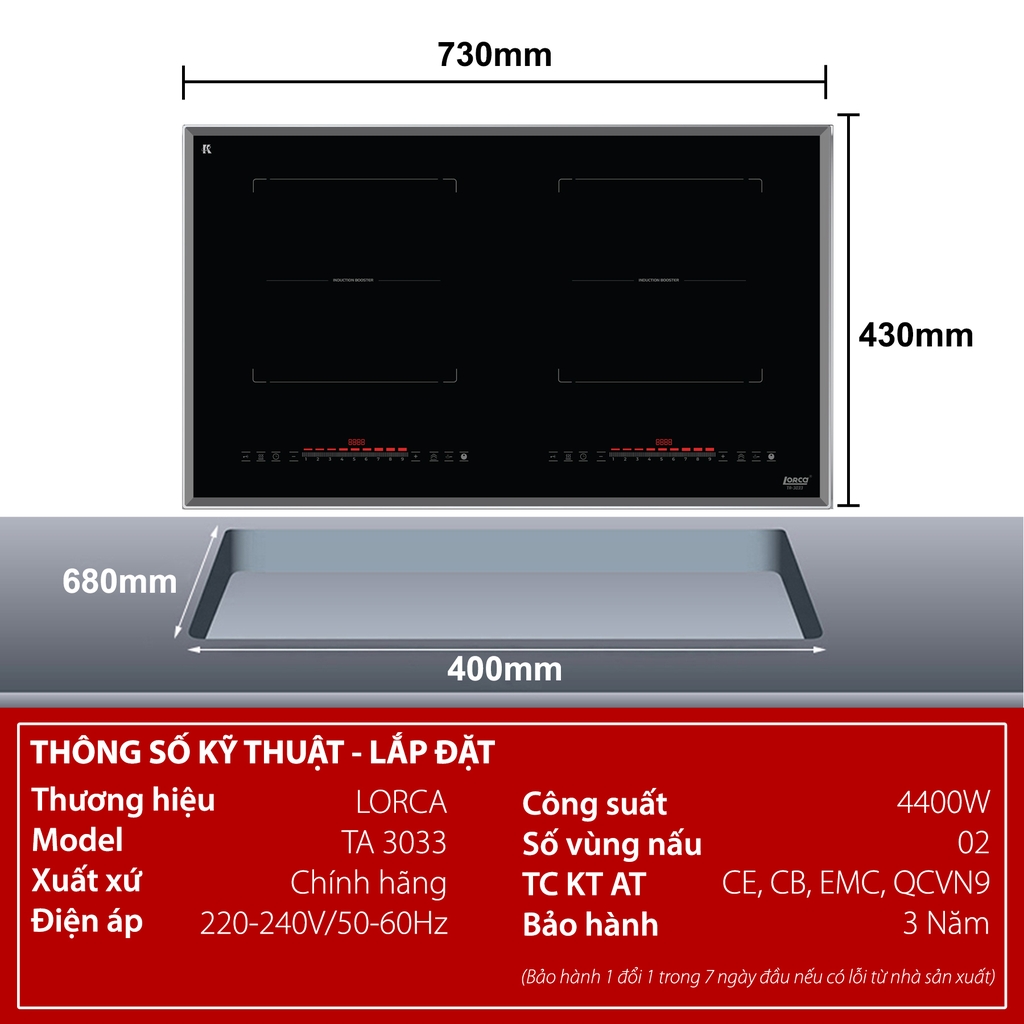 BẾP TỪ ĐÔI LORCA TA 3033