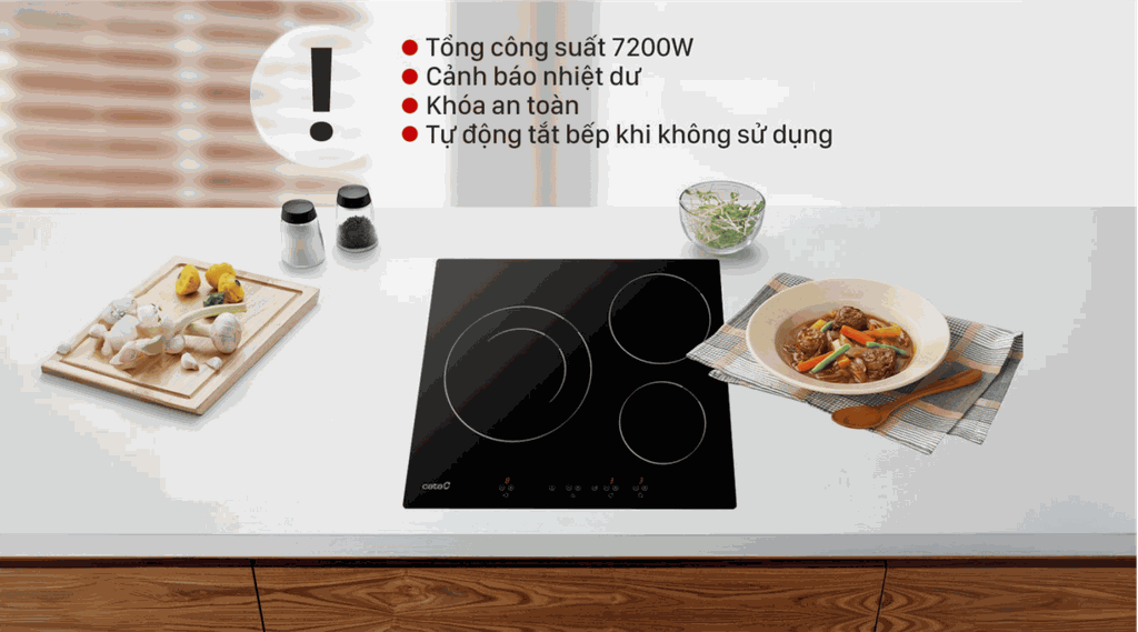 Bếp Từ 3 Vùng Nấu Cata IB 6203 BK