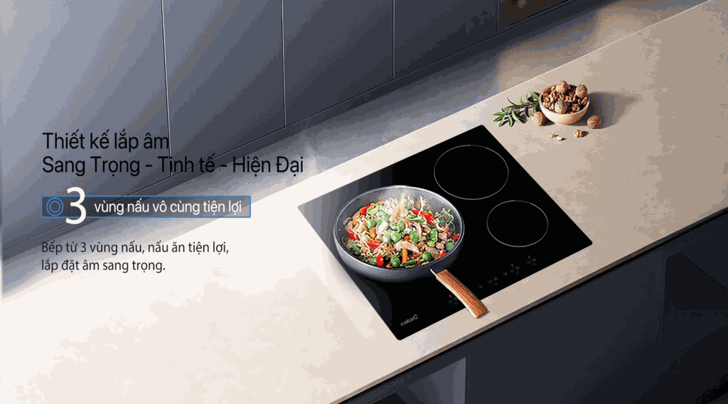 Bếp Từ 3 Vùng Nấu Cata IB 6203 BK