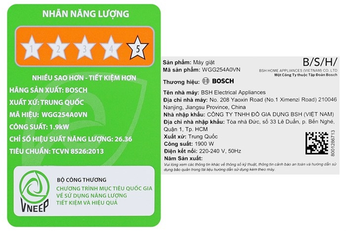 Máy giặt Bosch 10 kg WGG254A0VN