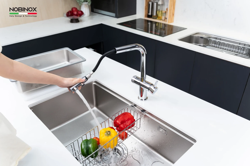 CHẬU RỬA BÁT 1 HỐ NOBINOX ROSA NN974DT