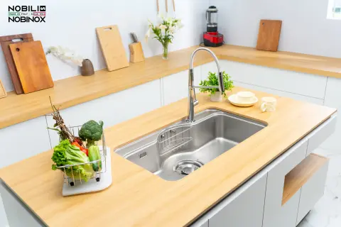 CHẬU RỬA BÁT 1 HỐ NOBINOX ROSA NN995D